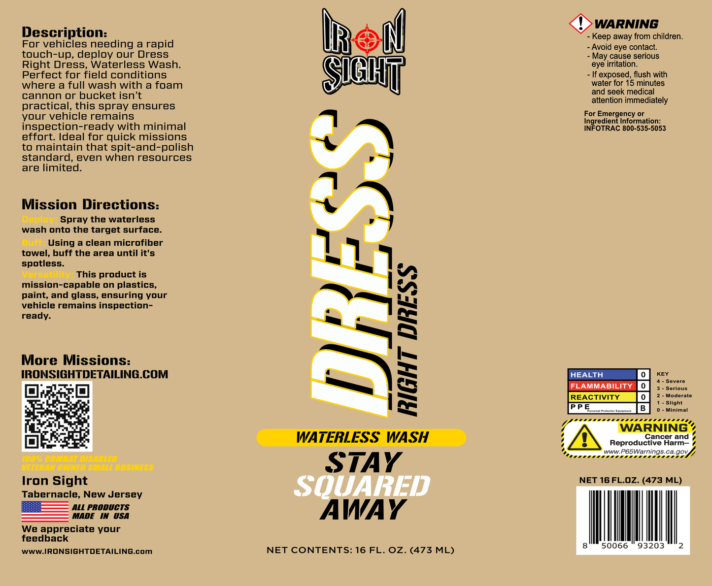 Dress Right Dress Waterless Wash Spray 16oz