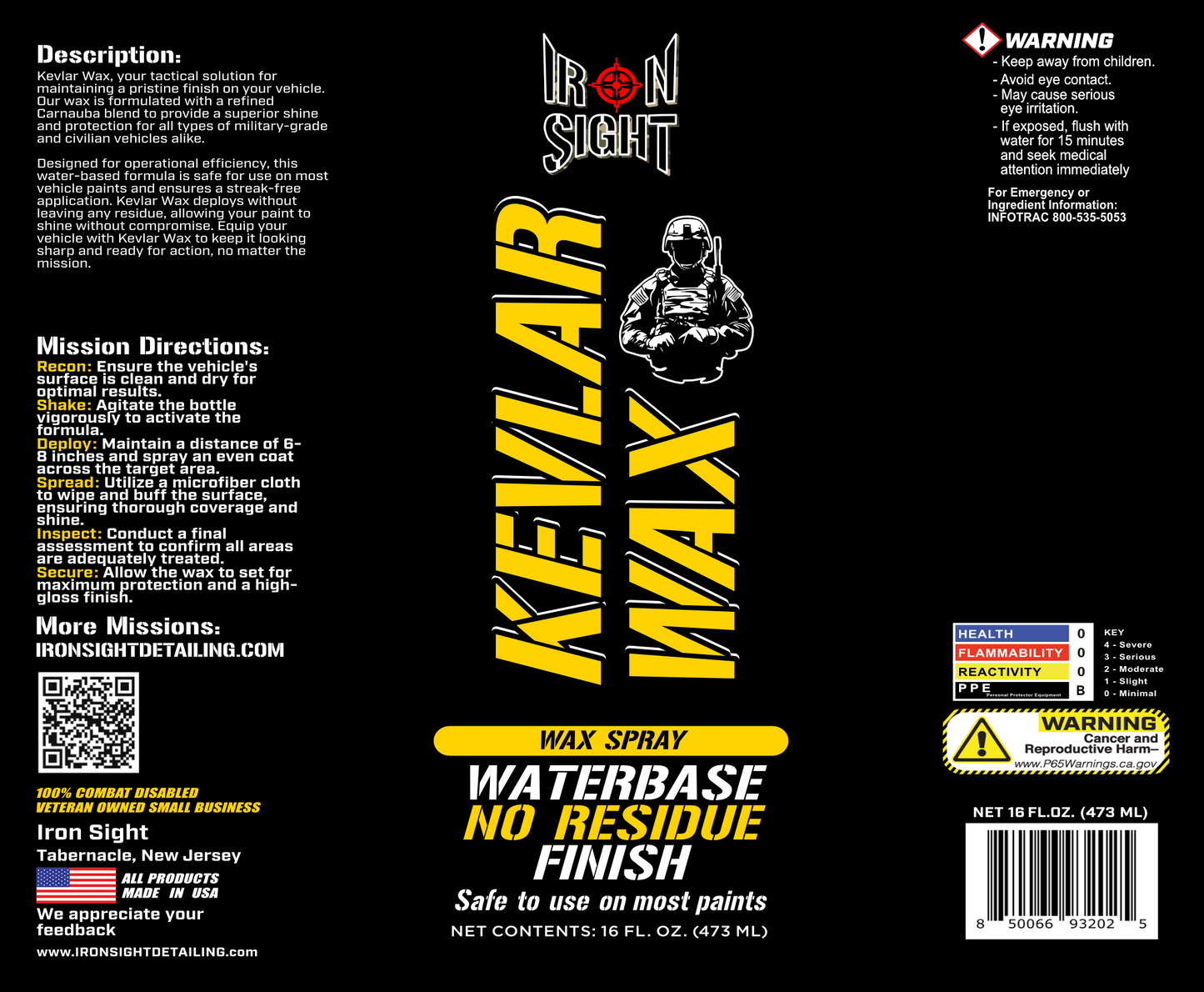 Kevlar Wax Spray 16oz